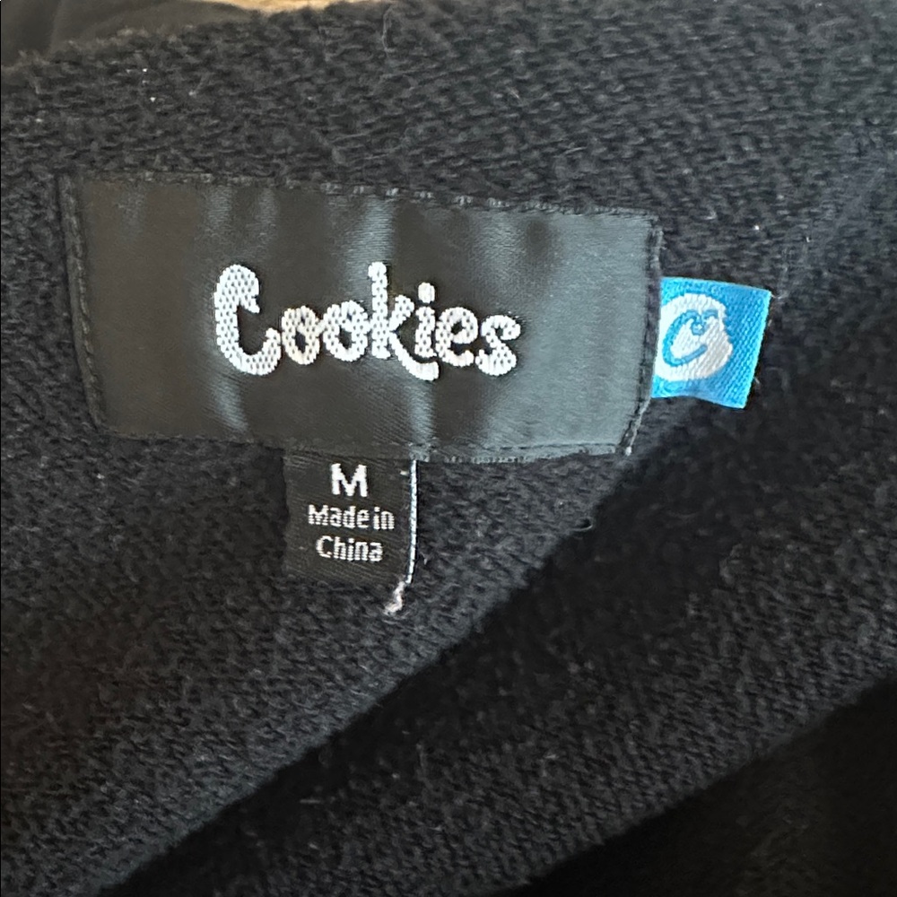 Cookies black original chenille appliqué zip front pockets M sweatshirt hoodie - Picture 12 of 16